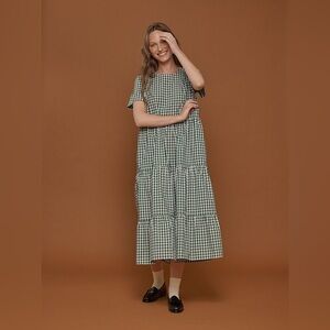 Tradlands Chalet Tiered Dress Evergreen Gingham Dress 3x